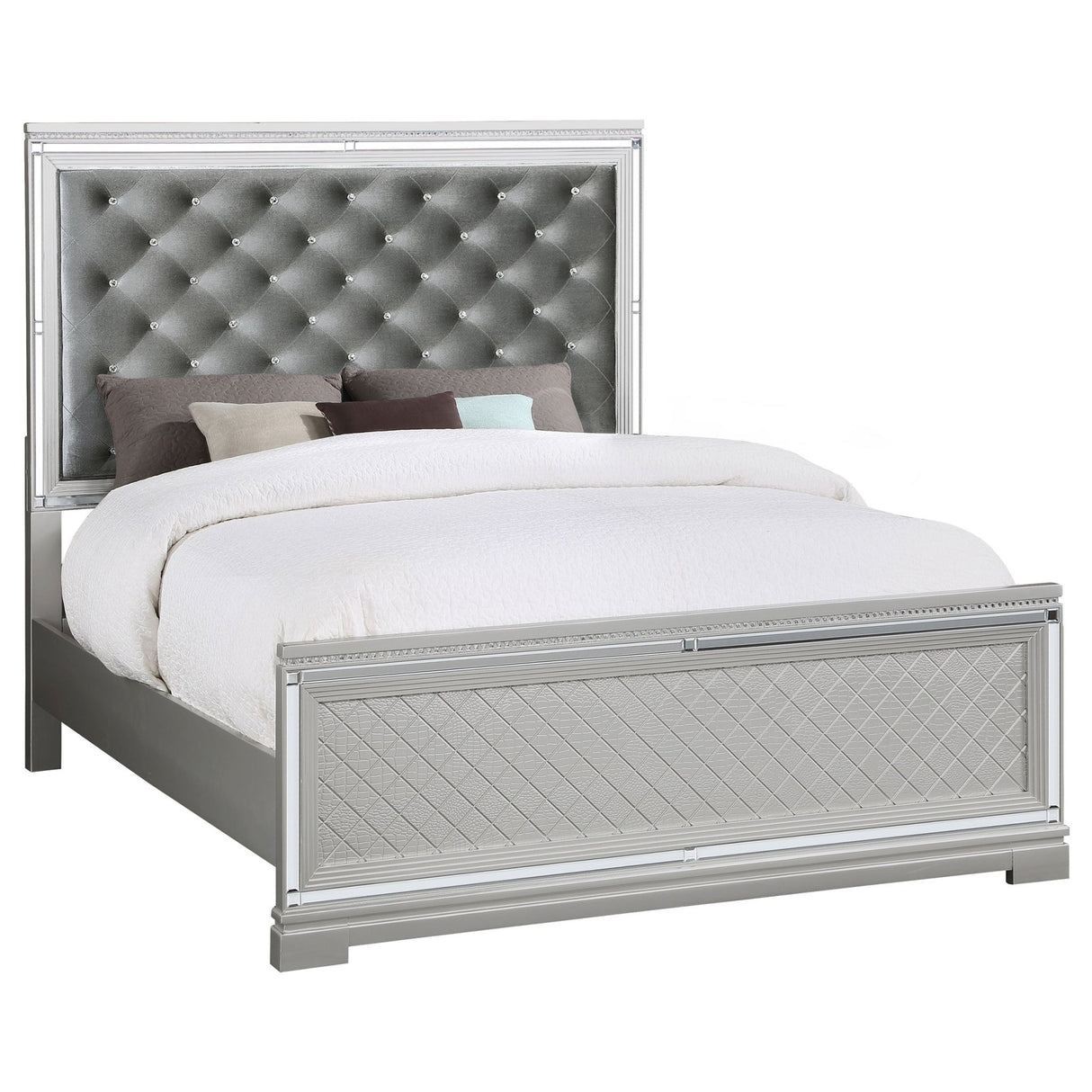 California King Bed - Eleanor Wood California King Panel Bed Metallic Mercury | Coaster - 223461KW - Home Elegance USA - 3