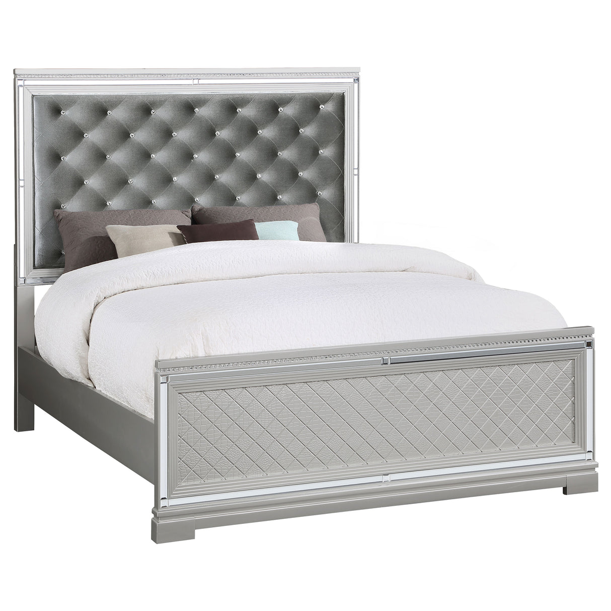 Queen Bed - Eleanor Wood Queen Panel Bed Metallic Mercury