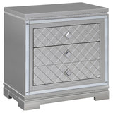 Nightstand - Eleanor Rectangular 2-drawer Nightstand Metallic