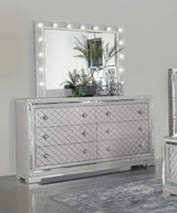 Dresser With Mirror - Eleanor Rectangular 6-drawer Dresser with Mirror Metallic