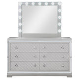 Dresser With Mirror - Eleanor Rectangular 6-drawer Dresser with Mirror Metallic