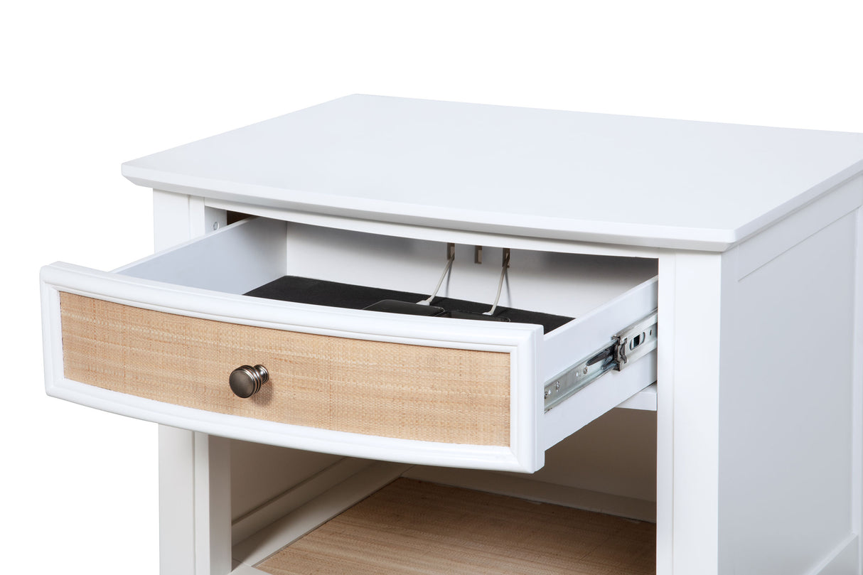 Bexhill 1-drawer Nightstand Bedside Table White - Home Elegance USA