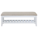 Bexhill Upholstered Rectangular Bench with Shelf White - Home Elegance USA