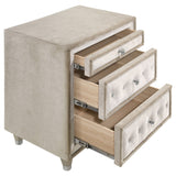 Antonella 3 - drawer Upholstered Nightstand Ivory and Camel | Coaster | Home Elegance USA