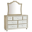 Antonella 7 - drawer Upholstered Dresser with Mirror Ivory and Camel | Coaster | Home Elegance USA