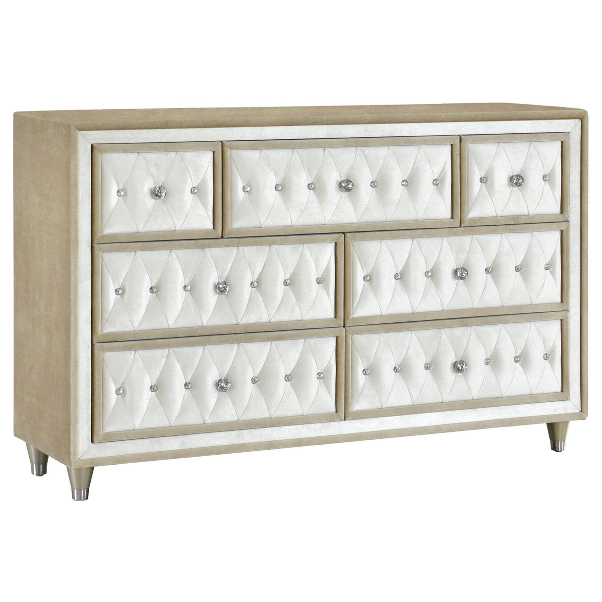 Antonella 7 - drawer Upholstered Dresser Ivory and Camel | Coaster | Home Elegance USA