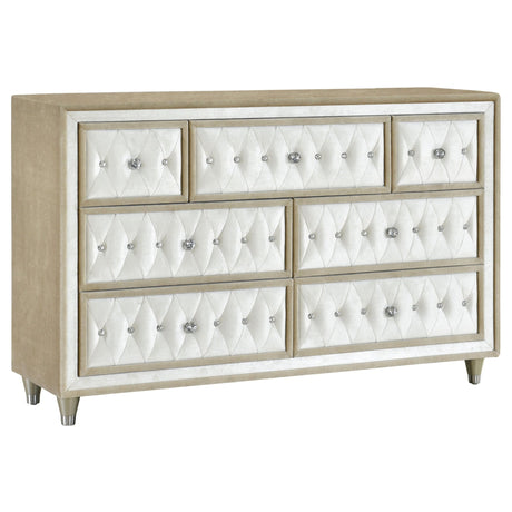 Antonella 7 - drawer Upholstered Dresser Ivory and Camel | Coaster | Home Elegance USA