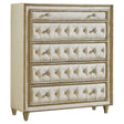 Antonella 5 - drawer Upholstered Chest Ivory and Camel | Coaster | Home Elegance USA