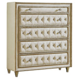 Antonella 5 - drawer Upholstered Chest Ivory and Camel | Coaster | Home Elegance USA