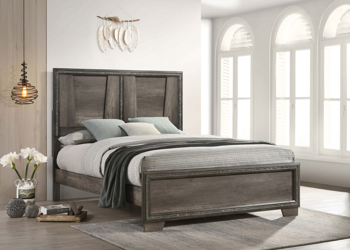 Eastern King Bed - Janine Wood Eastern King Panel Bed Grey