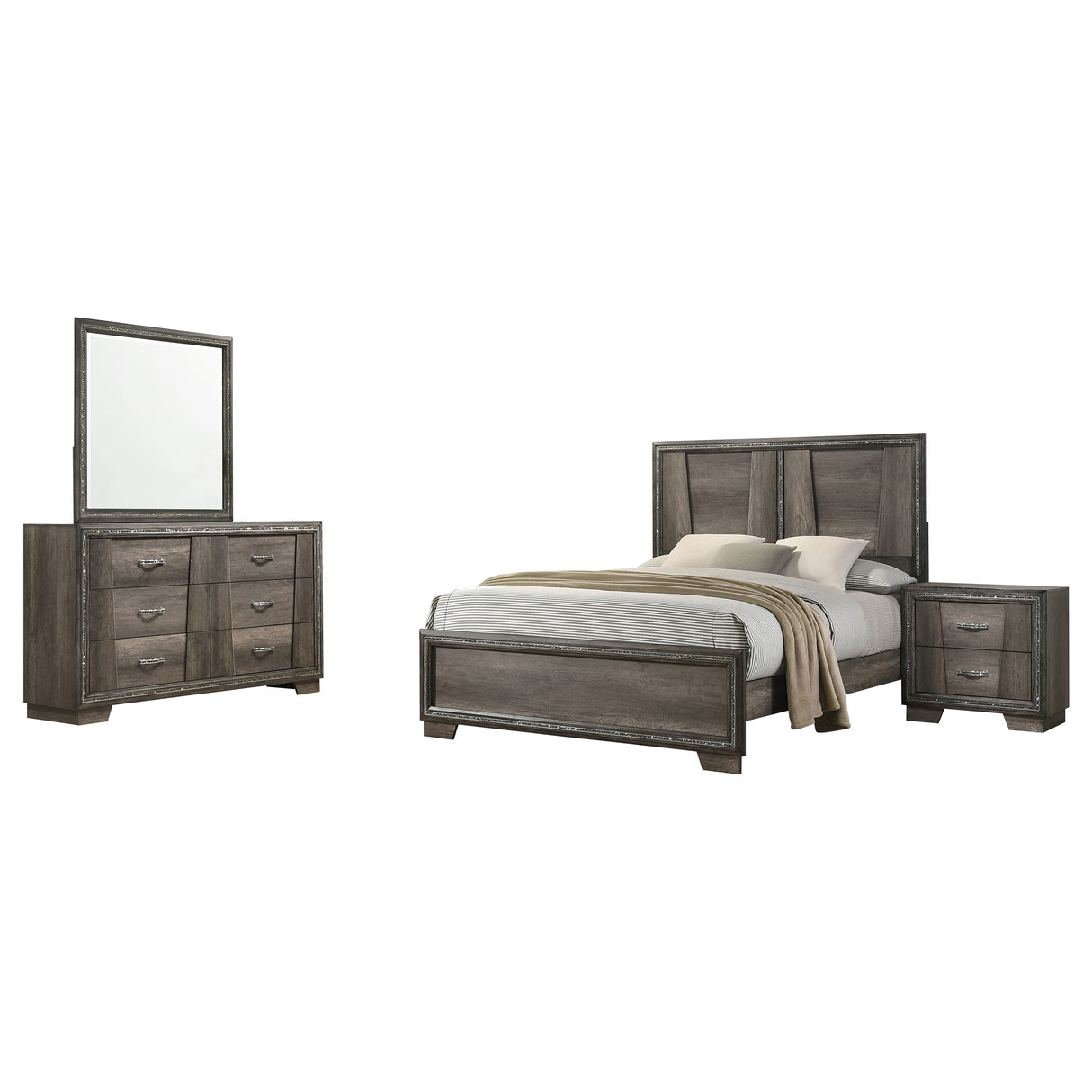 Queen Bed 4 Pc Set - Janine 4-piece Queen Bedroom Set Grey