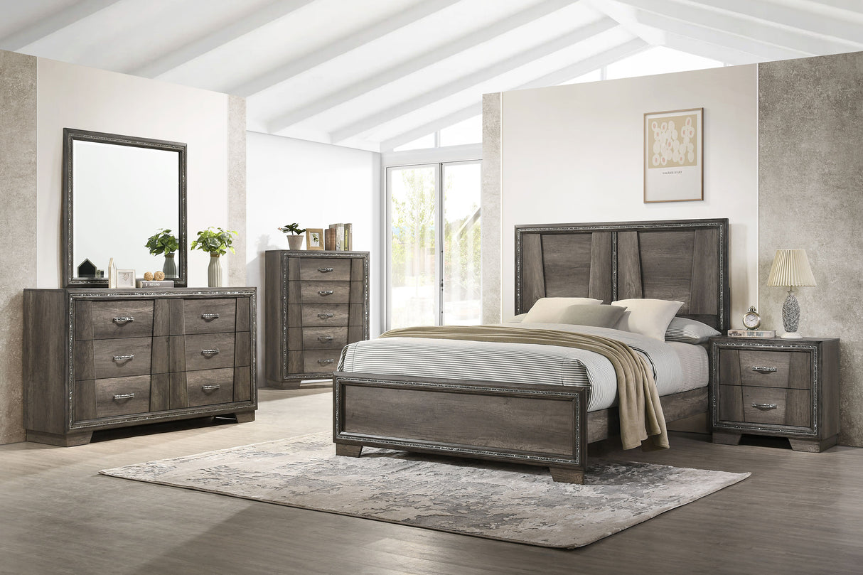 Queen Bed - Janine Wood Queen Panel Bed Grey