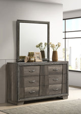 Dresser With Mirror - Janine 6-drawer Dresser with Mirror Grey