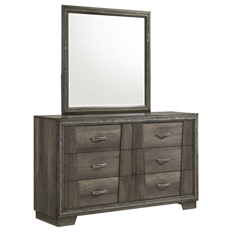 Dresser With Mirror - Janine 6-drawer Dresser with Mirror Grey