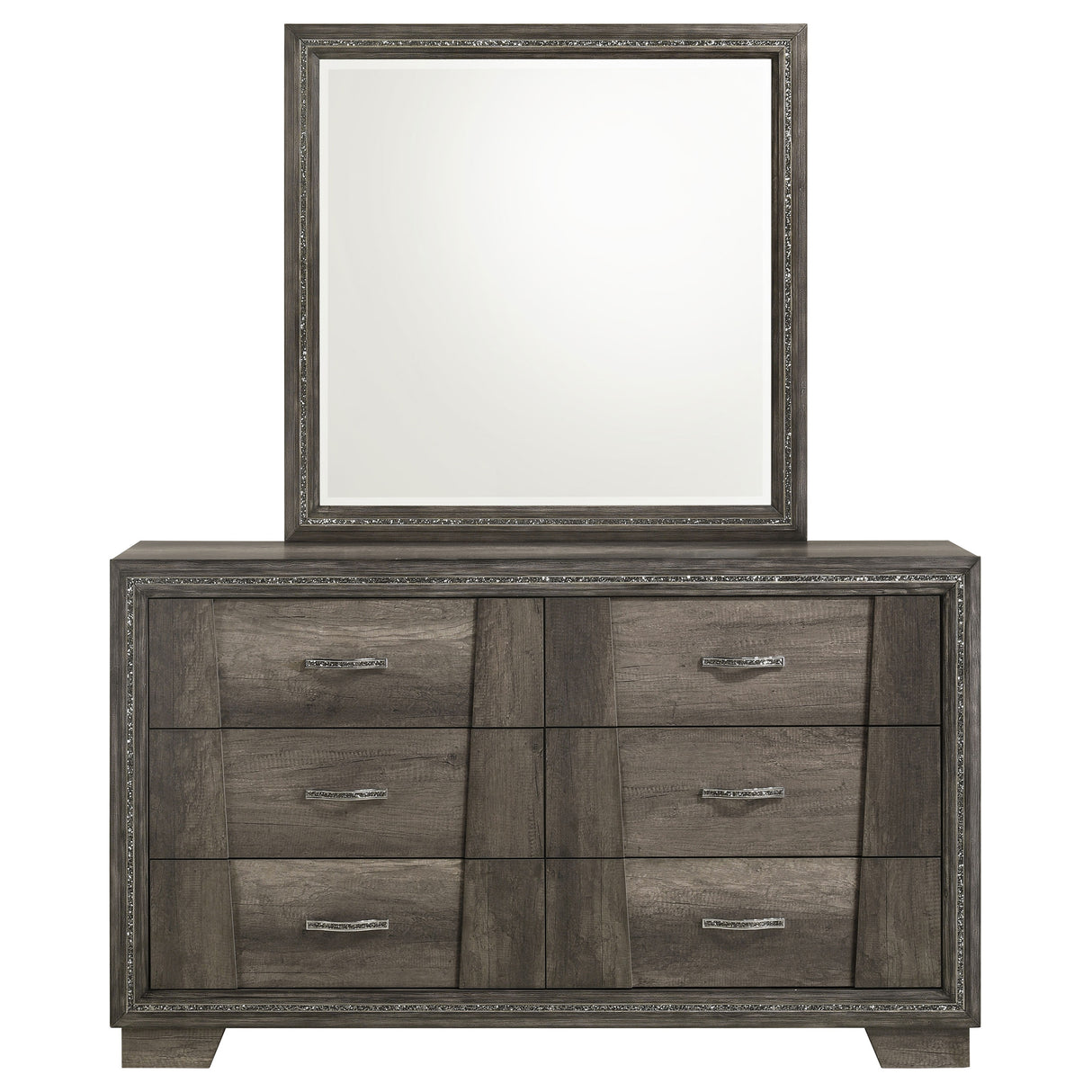 Dresser With Mirror - Janine 6-drawer Dresser with Mirror Grey