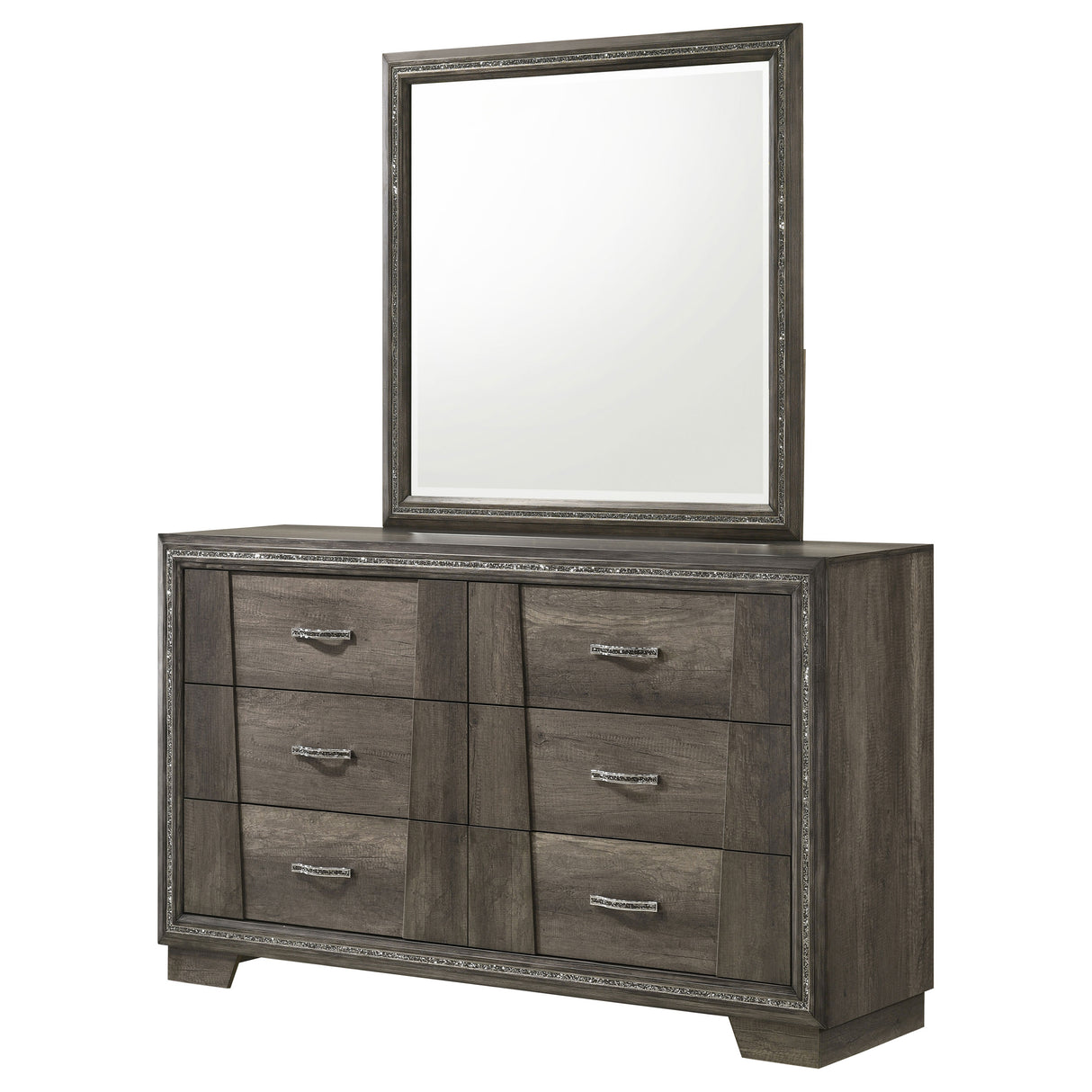 Dresser With Mirror - Janine 6-drawer Dresser with Mirror Grey