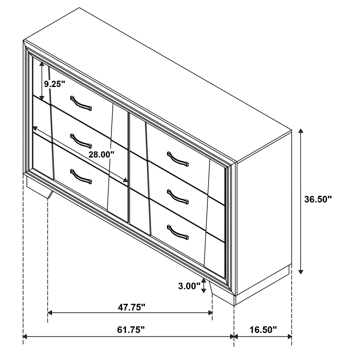 Dresser - Janine 6-drawer Dresser Grey