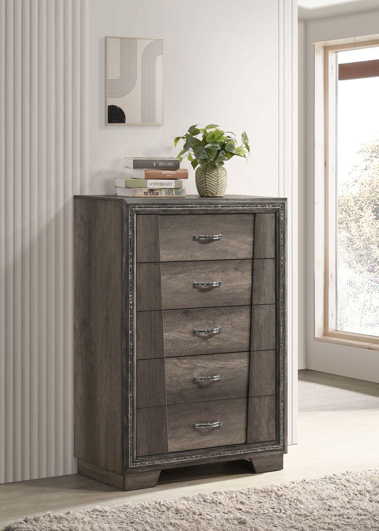 Chest - Janine 5-drawer Chest Grey