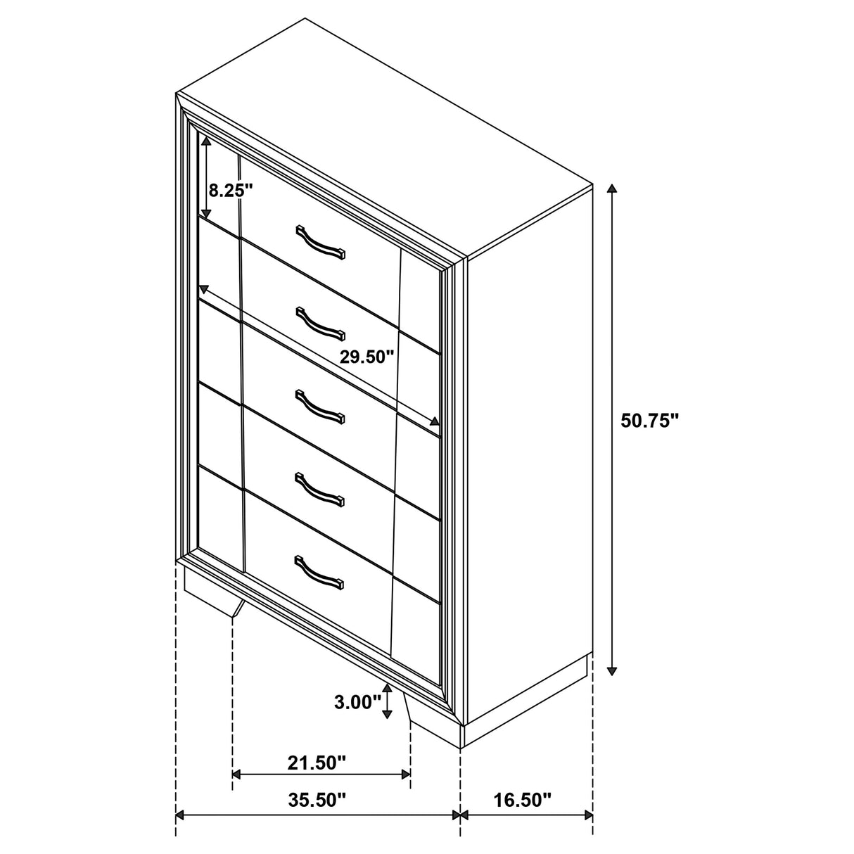 Chest - Janine 5-drawer Chest Grey