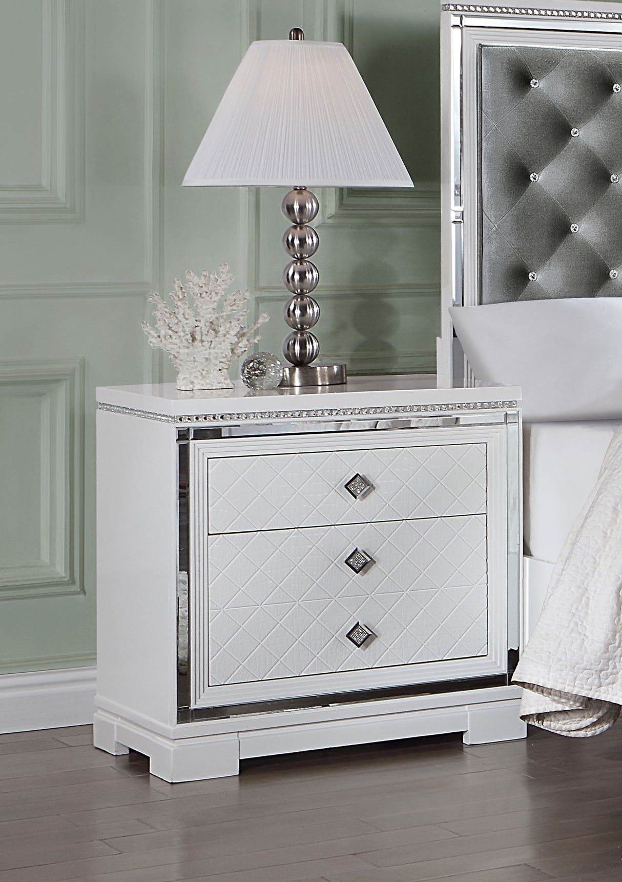 Nightstand - Eleanor Rectangular 2-drawer Nightstand White