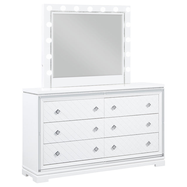 Dresser With Mirror - Eleanor Rectangular 6-drawer Dresser with Mirror White