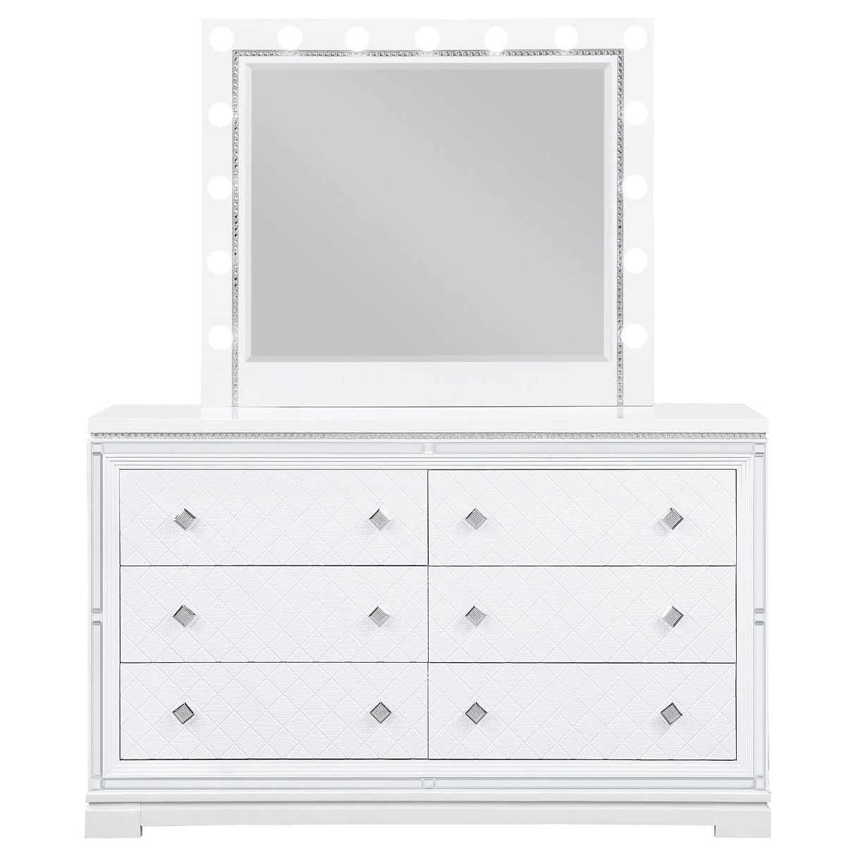 Dresser With Mirror - Eleanor Rectangular 6-drawer Dresser with Mirror White