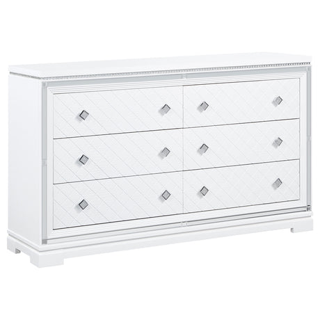 Dresser - Eleanor Rectangular 6-drawer Dresser White