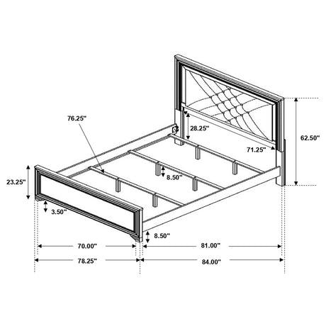 Eastern King Bed  - Penelope Wood Eastern King LED Panel Bed Midnight Star