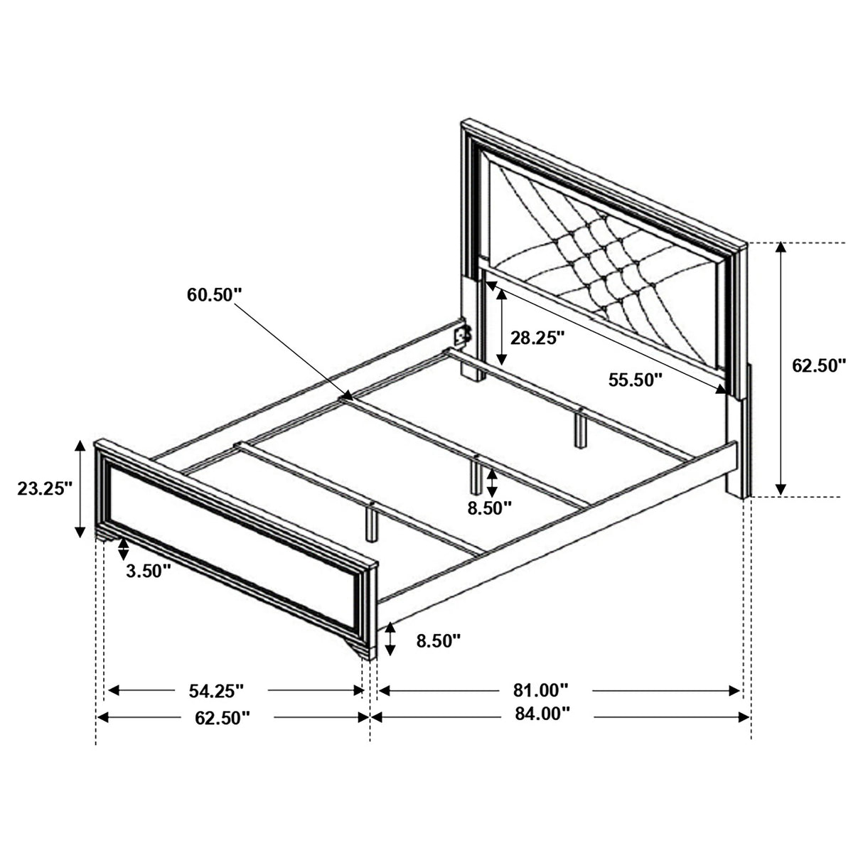 Queen Bed - Penelope Wood Queen LED Panel Bed Midnight Star