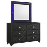 Dresser With Mirror - Penelope 6-drawer Dresser with Mirror Black