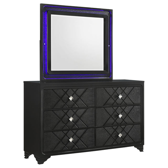 Dresser With Mirror - Penelope 6-drawer Dresser with Mirror Black