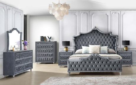 Antonella Upholstered Eastern King Panel Bed Grey | Coaster - 223581KE - Home Elegance USA - 9