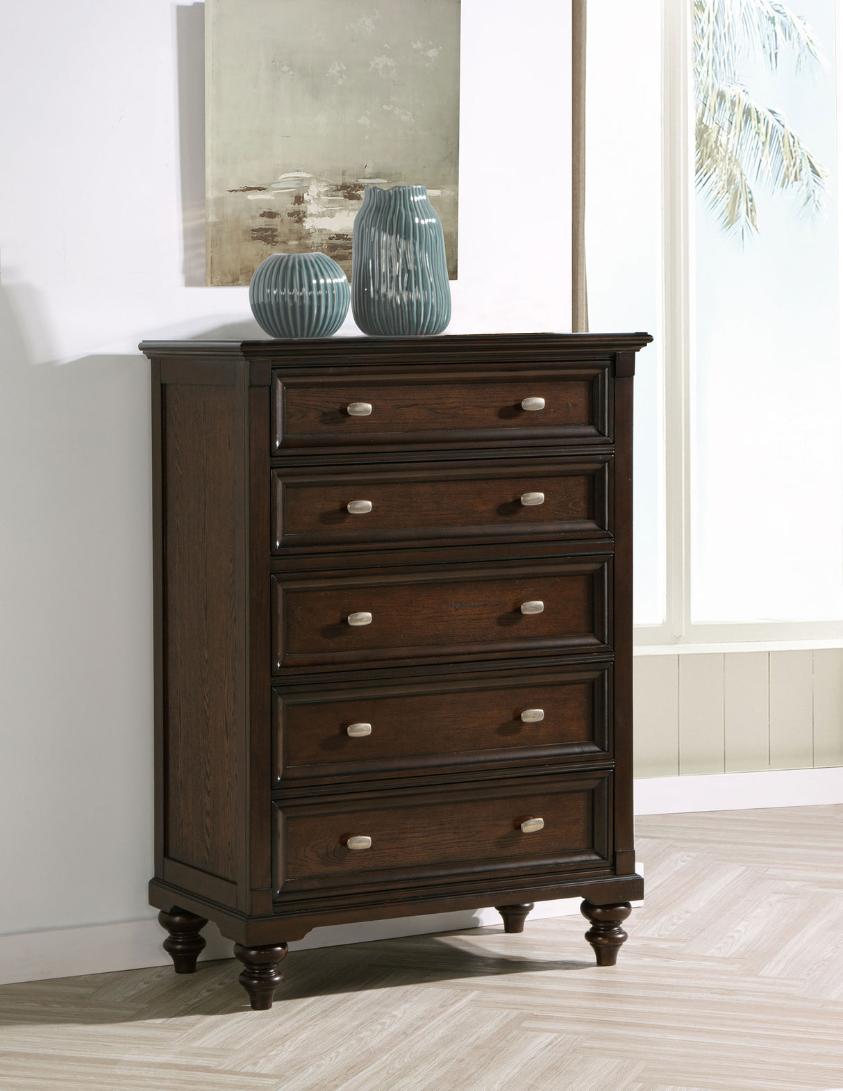 Andover 5-drawer Chest of Drawers Dark Oak - Home Elegance USA