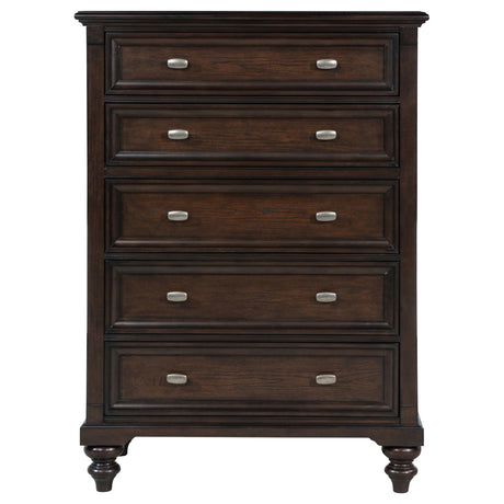 Andover 5-drawer Chest of Drawers Dark Oak - Home Elegance USA