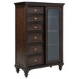 Andover 6-drawer Tempered Glass Door Chest Dark Oak - Home Elegance USA