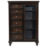 Andover 6-drawer Tempered Glass Door Chest Dark Oak - Home Elegance USA