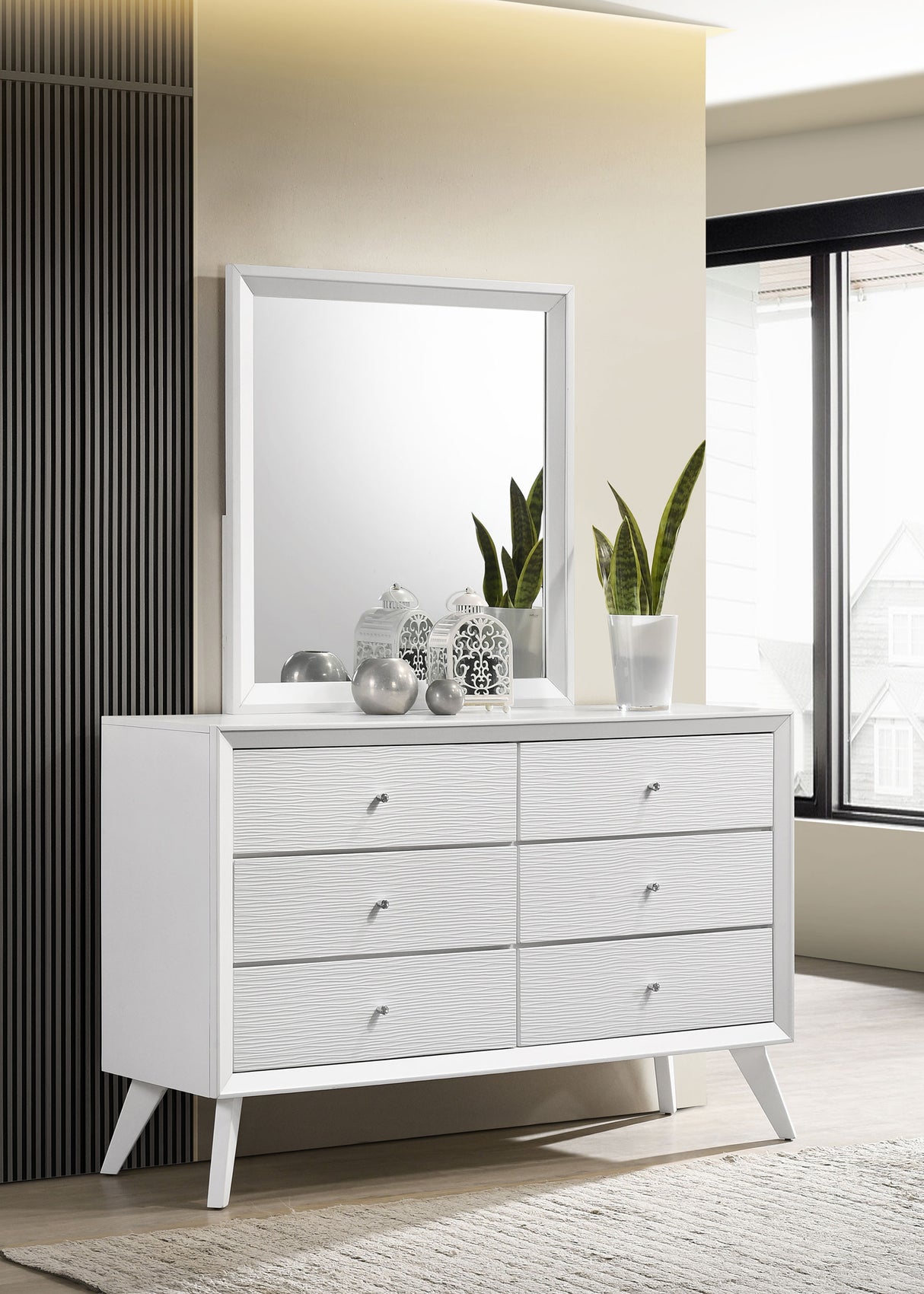 Dresser With Mirror - Janelle 6-drawer Dresser with Mirror White