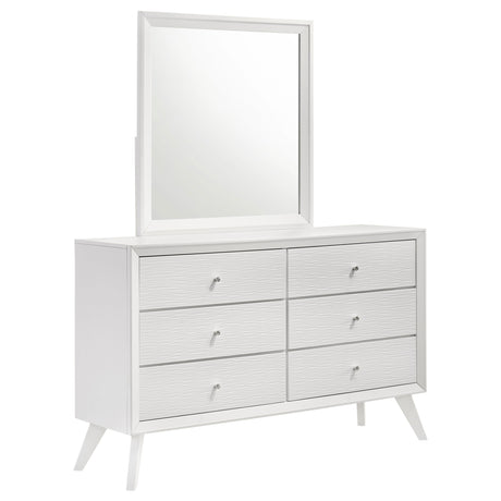 Dresser With Mirror - Janelle 6-drawer Dresser with Mirror White