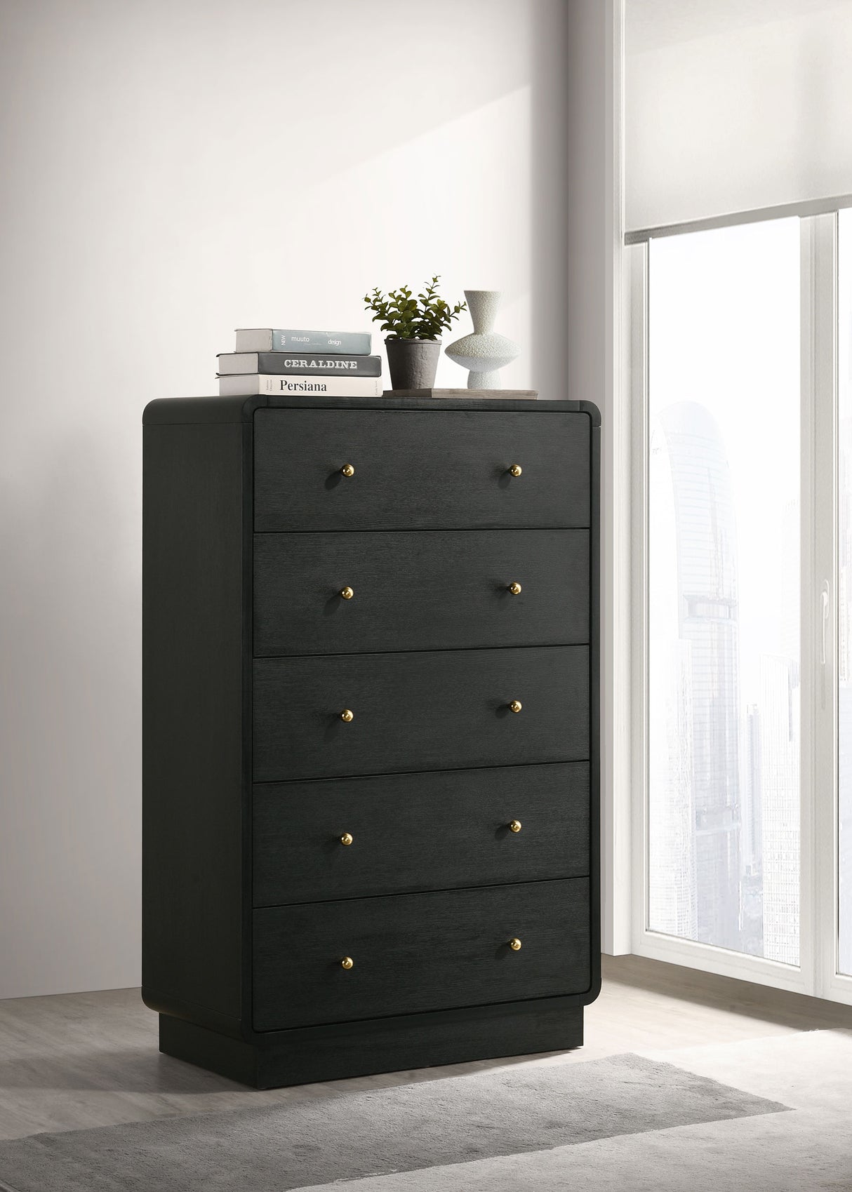 Cavelle 5-drawer Chest of Drawers Black - Home Elegance USA