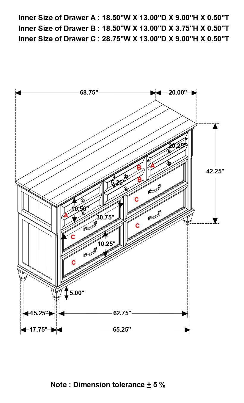 Avenue 8 - drawer Rectangular Dresser Grey | Coaster - 224033 - Home Elegance USA - 9