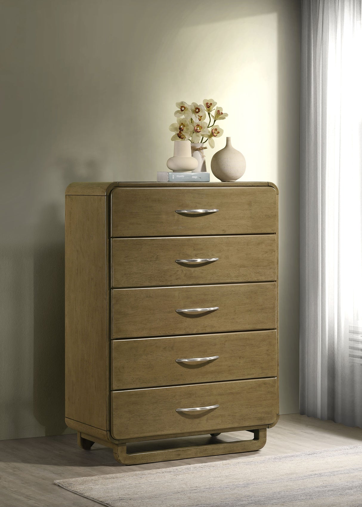 Amsbury 5-drawer Chest of Drawers Nutmeg - Home Elegance USA