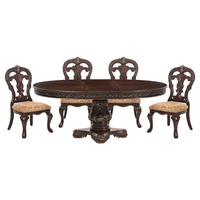 Homelegance Deryn Park Round/Oval Extendable Dining Table Set in Cherry Finish with Gold Tipping – 2243-76 Collection - sold by Home Elegance USA
