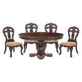 Homelegance Deryn Park Round/Oval Extendable Dining Table Set in Cherry Finish with Gold Tipping – 2243-76 Collection - Home Elegance USA