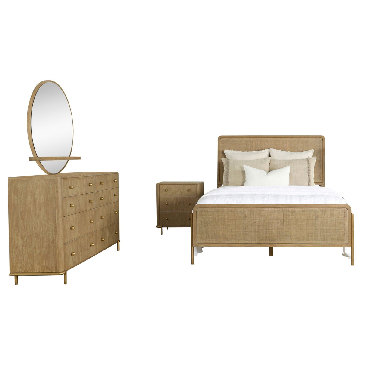 Arini 4 - piece Queen Bedroom Set Sand Wash and Natural Cane | Coaster | Home Elegance USA