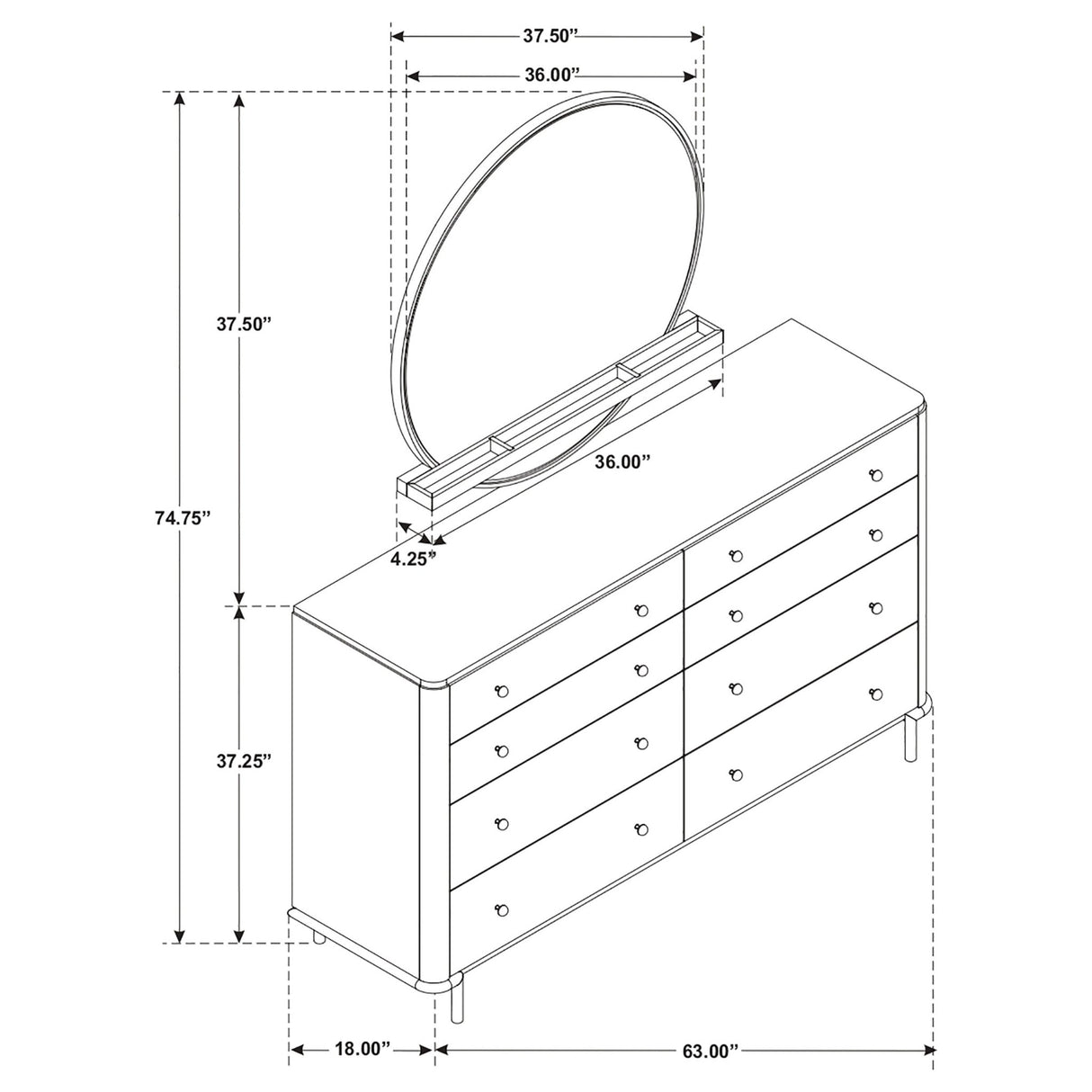 Arini 8 - drawer Dresser with Mirror Sand Wash | Coaster - 224303M - Home Elegance USA - 8