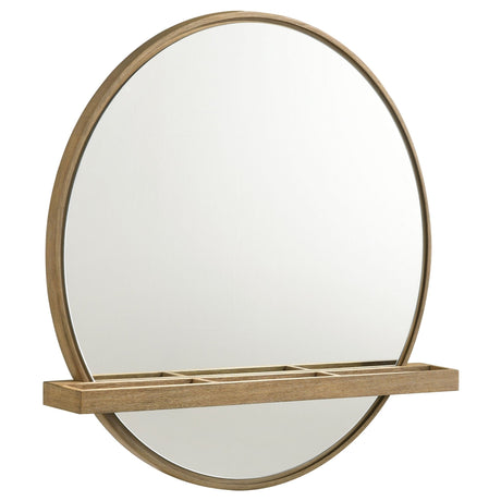 Arini Round Vanity Wall Mirror with Shelf Sand Wash | Coaster - 224308 - Home Elegance USA - 2