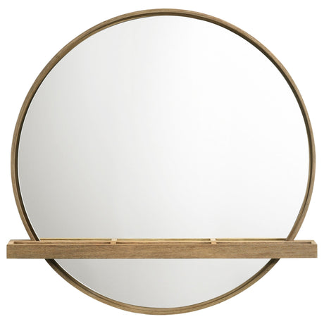 Arini Round Vanity Wall Mirror with Shelf Sand Wash | Coaster - 224308 - Home Elegance USA - 3