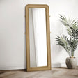 Arini Cane Weave Full Length Standing Floor Mirror Sand Wash - Home Elegance USA