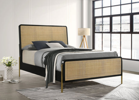 Arini Rattan Eastern King Panel Bed Black and Natural | Coaster - 224330KE - Home Elegance USA - 2