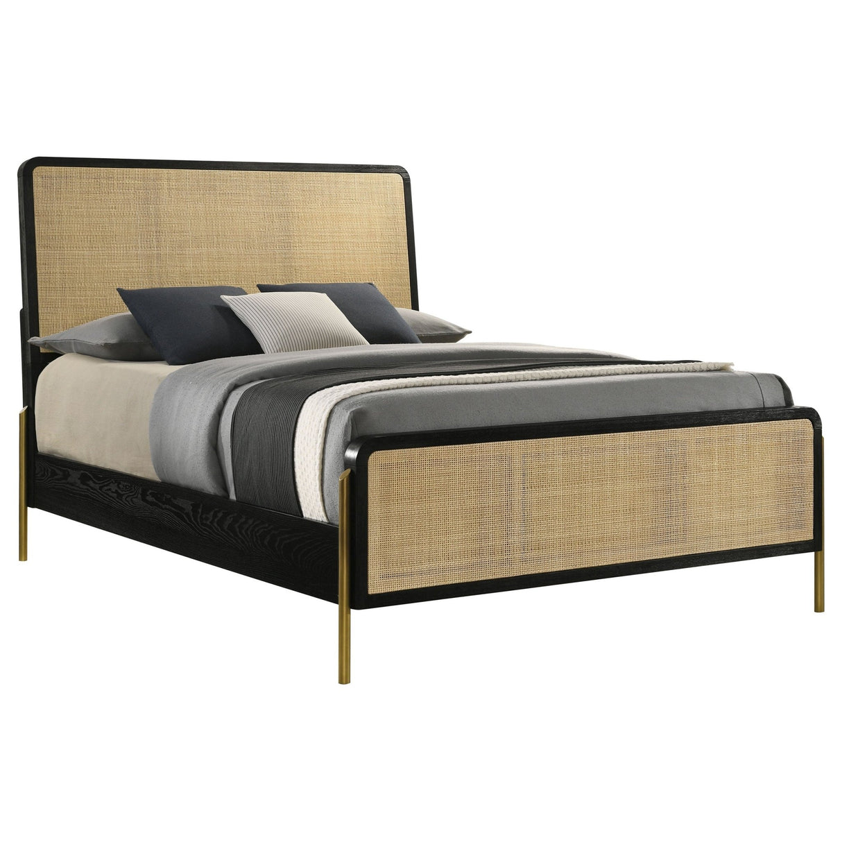 Arini Rattan Eastern King Panel Bed Black and Natural | Coaster - 224330KE - Home Elegance USA - 3